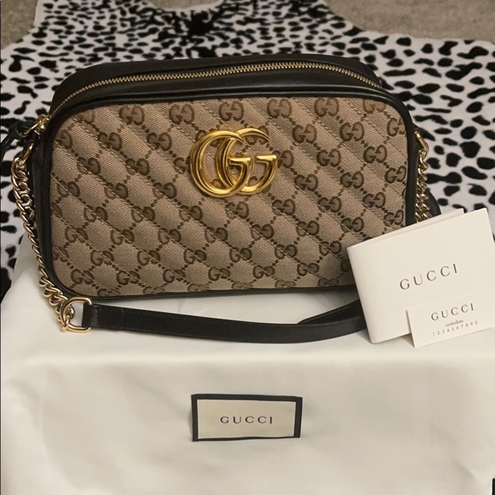 GUCCI MARMONT Small Shoulder Bag Canvas/Black